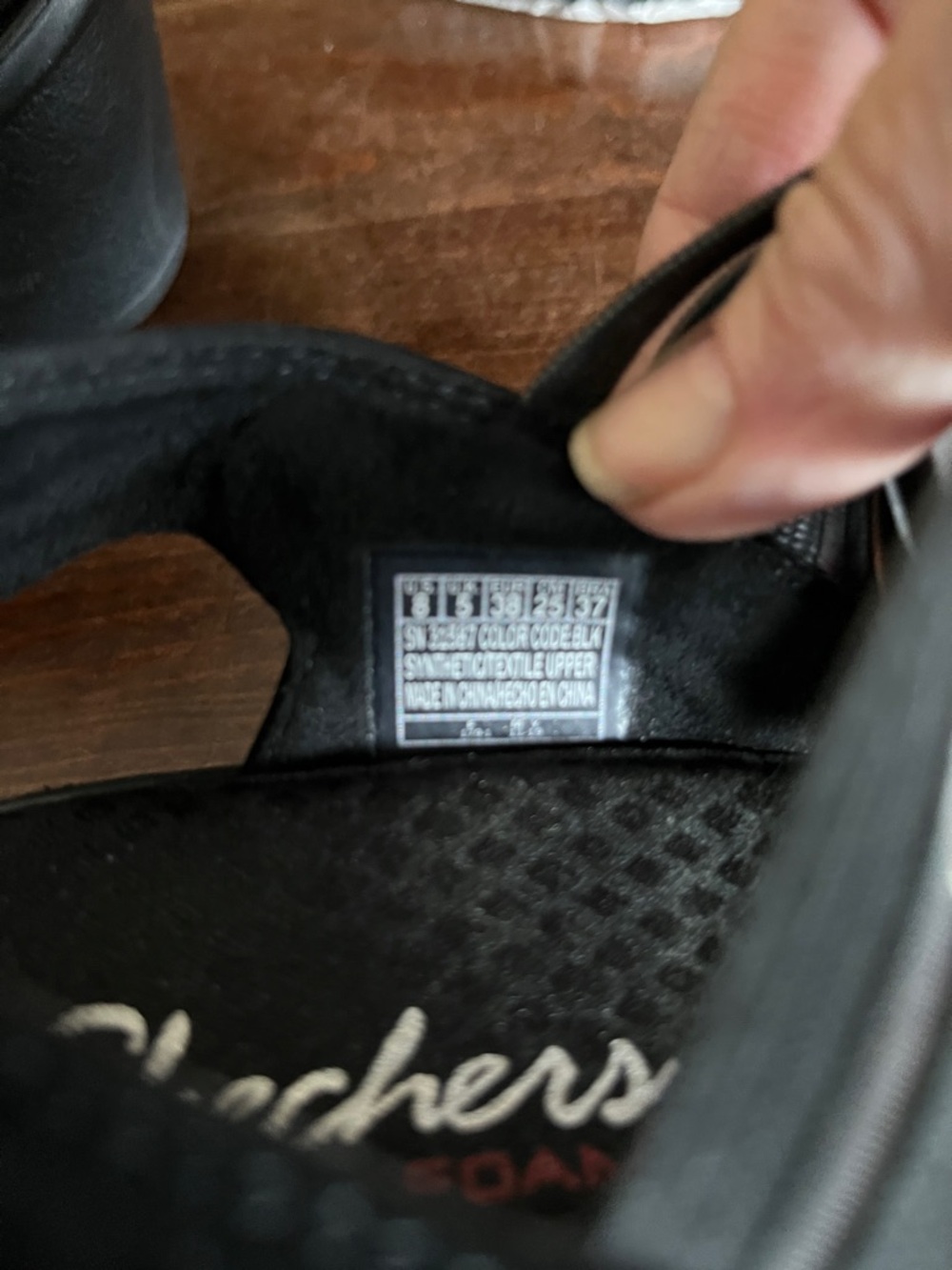Skechers Black Sparkle Crossover Wedge Sandals - Picture 2 of 3